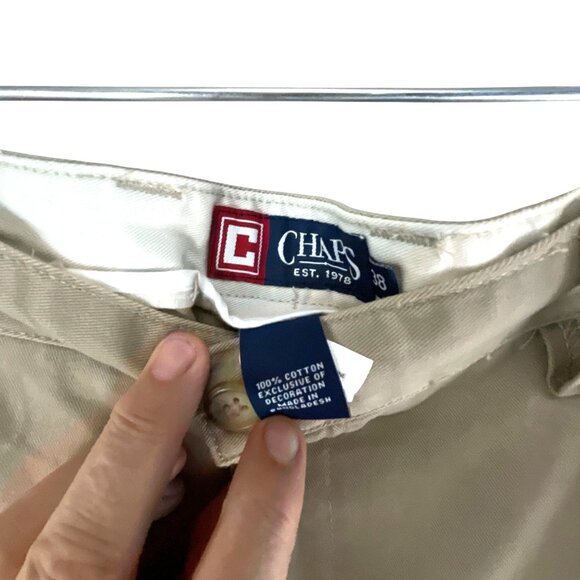 Chaps Mens Khaki Chino Shorts Size 38 100% Cotton Casual Summer Nautical - Picture 3 of 6